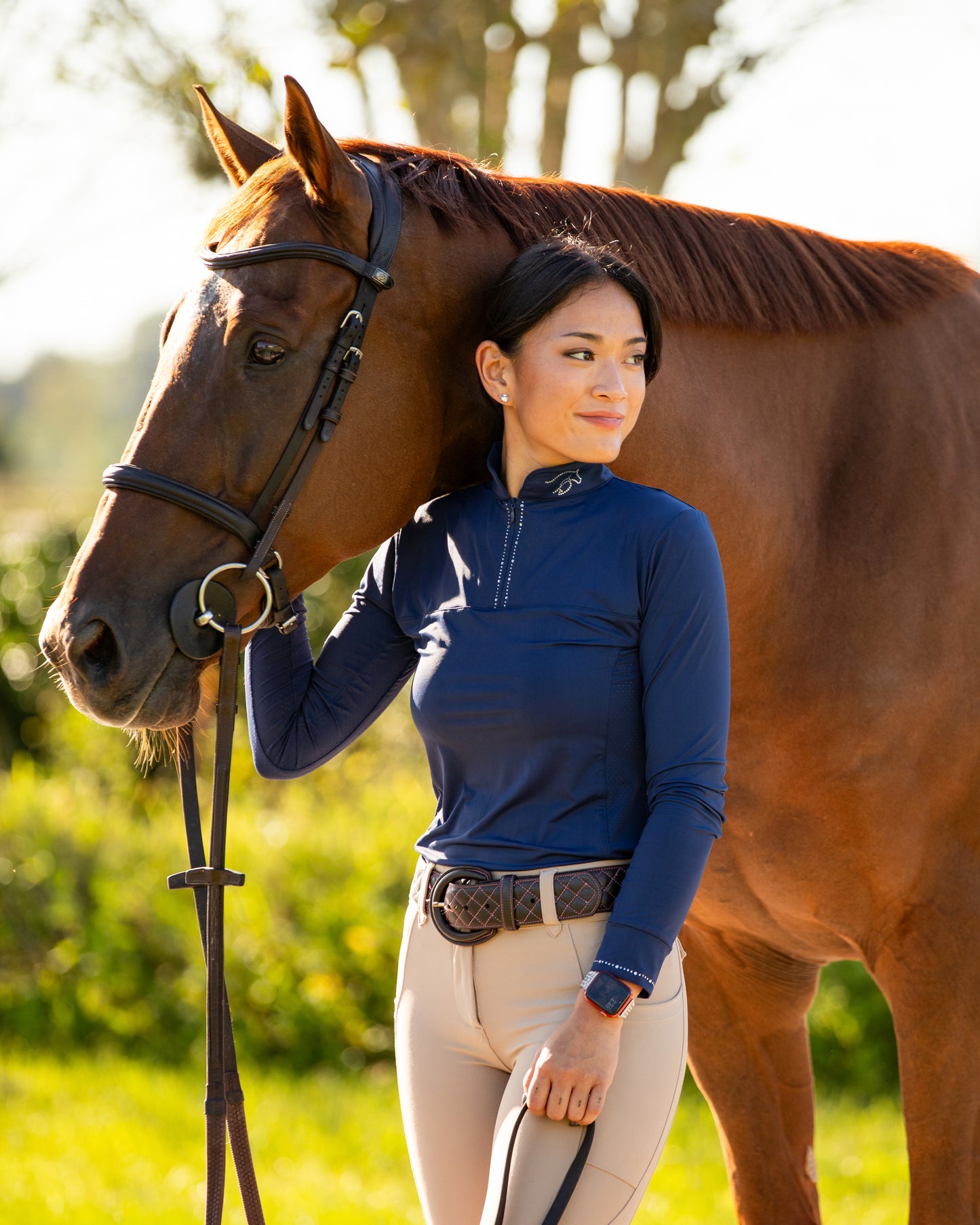 Navy Longsleeve 1/2 Zip crystals