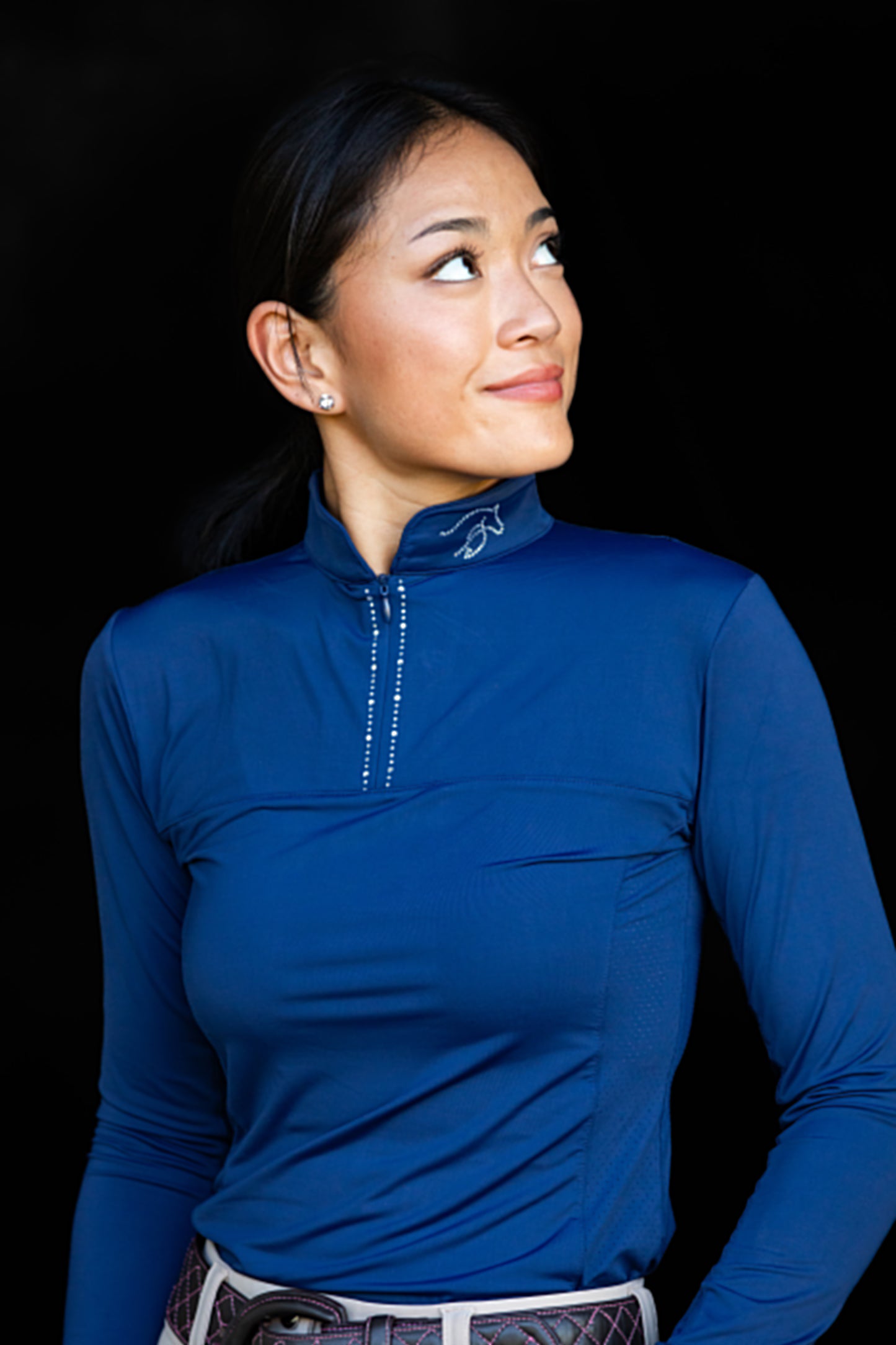 Navy Longsleeve 1/2 Zip crystals